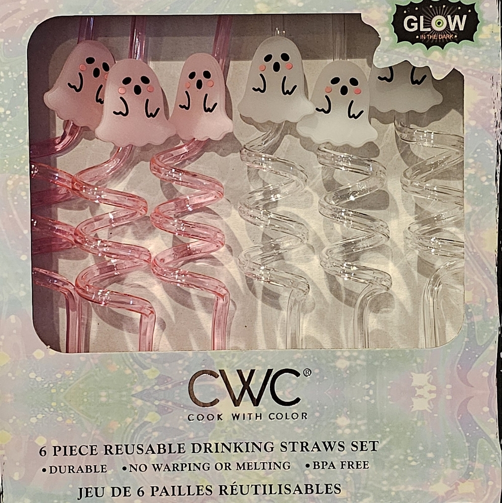 🔥👻 CWC Pink Ghost Reusable Crazy Straw Set - 6 pc NWT - Picture 3 of 3